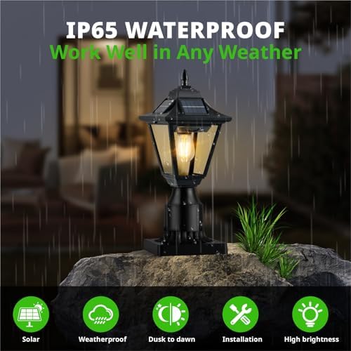 Solar Post Lights, Motion Sensor, 2 Pack