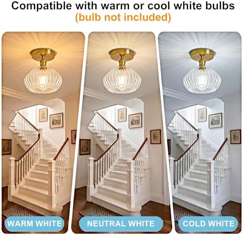 8" Black Glass Semi Flush Mount Ceiling Light