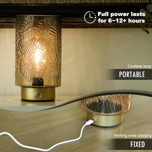 ULAROOM Rechargeable Glass Table Lamp, Amber