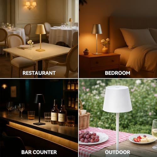 2 Pack Cordless Rechargeable Table Lamps, 3 Color Temperatures