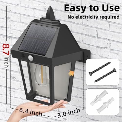 DERAYSION 9 Inch Solar Motion Sensor Wall Lanterns, 2 Pack