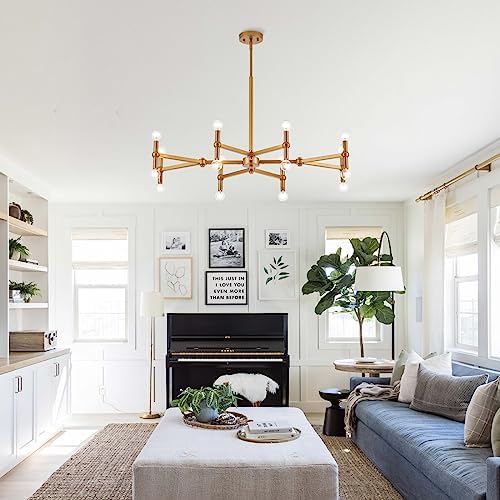 16 Lights Linear Brass Pendant Light, L 36”