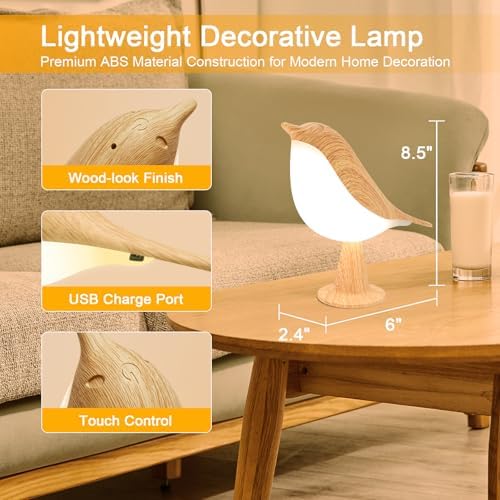 Deogos Small Bird Desk Lamp, Rechargeable, 3 Color Temperature