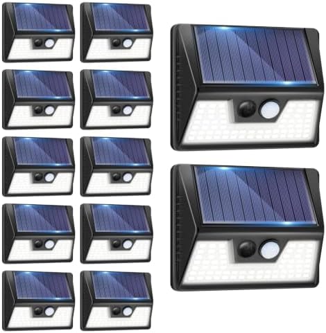 vighep 12-Pack Solar Fence Lights, Motion Sensor, Black