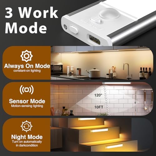 DAYBETTER 12inch Under Cabinet Lights, 4 Pack Motion Sensor