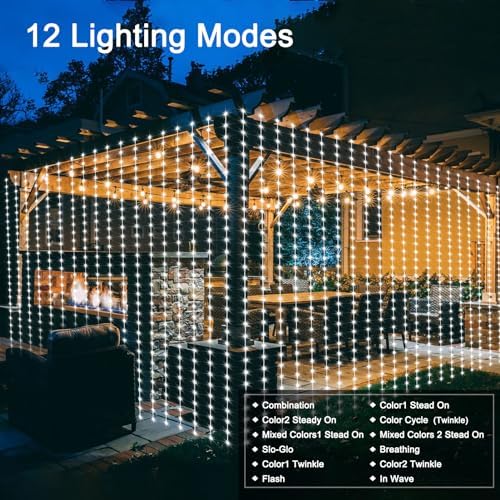 echosari Curtain Lights, 20Ft x 10Ft, 600 LED