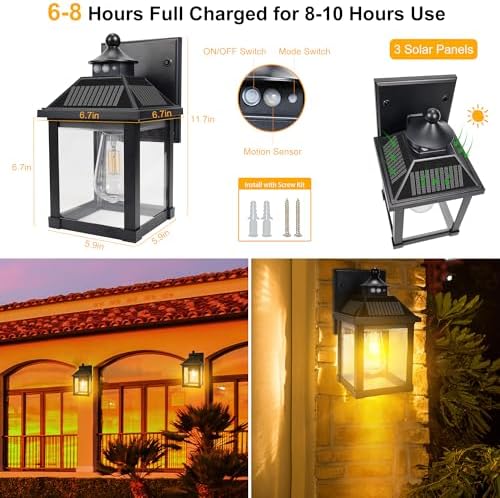 Solar Wall Lights, Dusk to Dawn, Motion Sensor