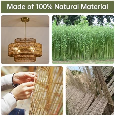 17.7" Rattan Chandelier for Dining Room