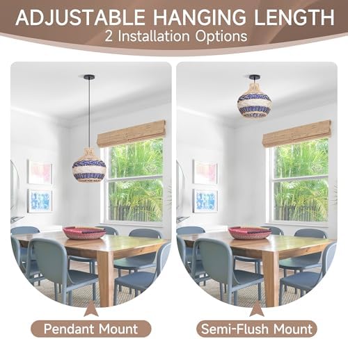 Rattan Woven Pendant Light, 9.8"