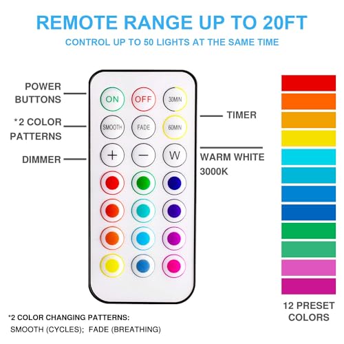 BLS RGB Battery Puck Lights — White, 6-Pack - view 4