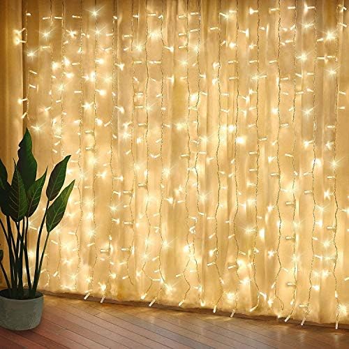 Warm White Curtain Fairy Lights, 6.6x6.6 Ft
