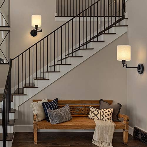CADUKE Plug-in Swing Arm Wall Lamps, Set of 2