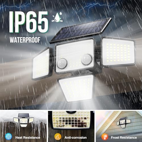 LYWALT Solar Security Lights, 3000LM, 4 Heads