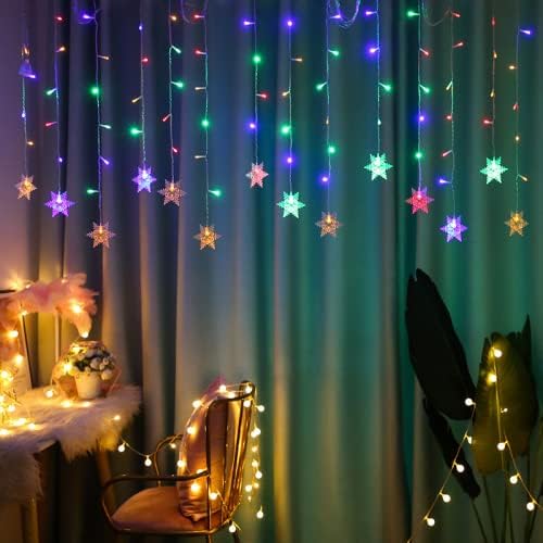 Snowflake LED Curtain Lights, 19Ft/6M, 96 LEDs
