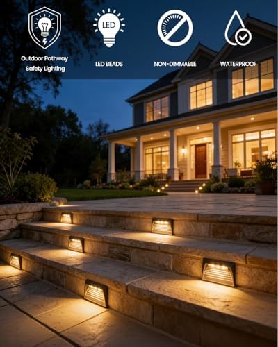 6-Pack Outdoor 1W LED Step Lights, 3000K Warm White