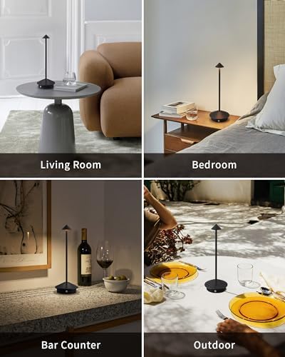 Modern Cordless Table Lamp Set of 2, Black