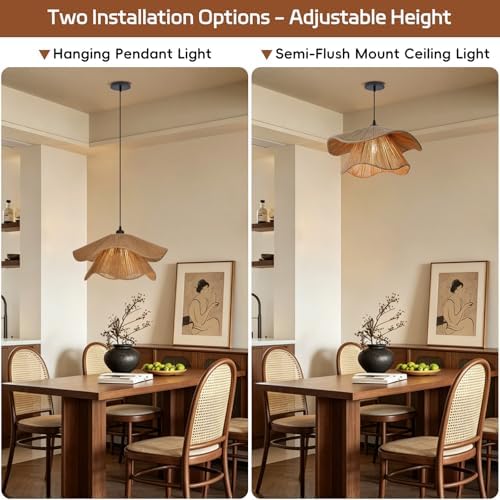 Littleglovo 15.7" Boho Jute Rope Hanging Light