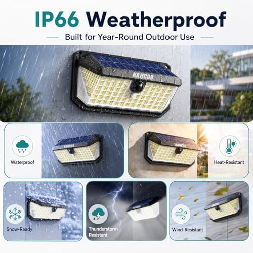 416 LED Solar Outdoor Motion Sensor Lights, 300° Angle