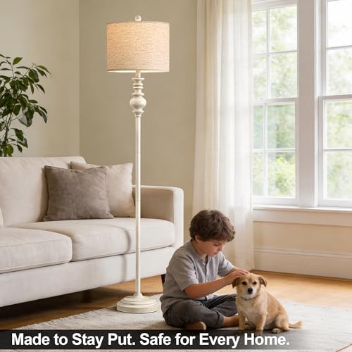 BOBOMOMO 64.25" Antique White Farmhouse Floor Lamp