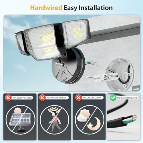 Onforu 90W 10000LM 4-Head LED Outdoor Flood Light