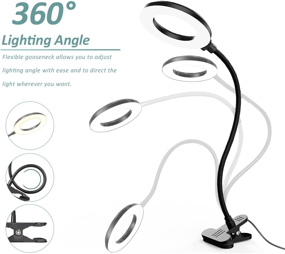 LED Desk Lamp with Clamp, 3 Color Modes