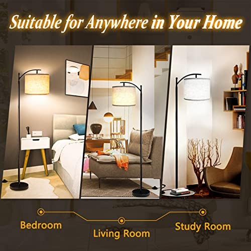 ROTTOGOON Industrial Floor Lamp, 3 Color Temperatures, Black