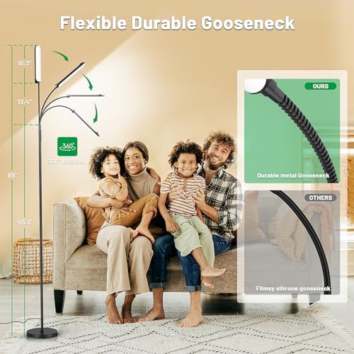 Yikuneng Dimmable LED Floor Lamp, Remote Control, Black