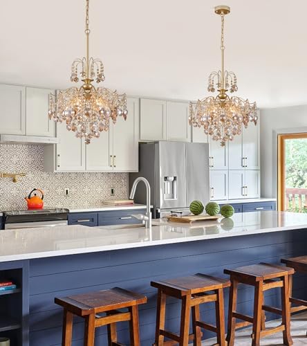 Q&S Modern Gold Crystal Chandelier, 6 Lights
