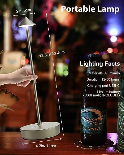 Cordless Rechargeable Table Lamp, 6000mAh