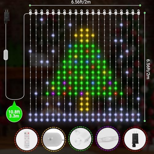 CoziTech Smart Curtain Lights, 400 LED, 6.6 x 6.6 FT