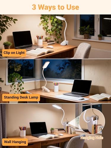Clip-on Reading Lamp, 9 Brightness, 5 Colors