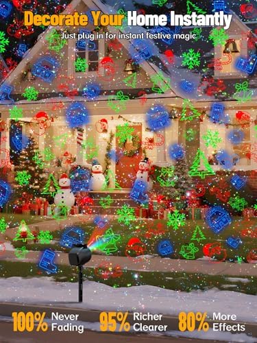 Christmas Projector Lights, 4 Festival Themes, 3 Color Firefly