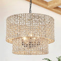 18.9" 5-Light Rattan Drum Chandelier