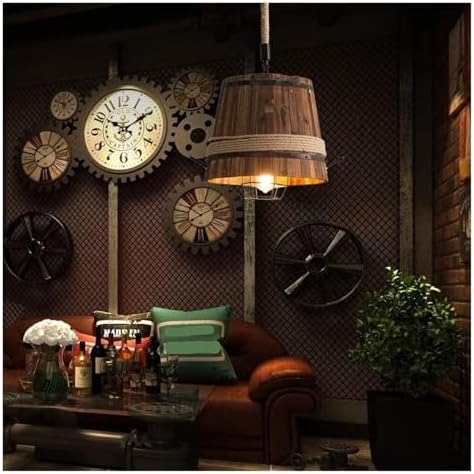 Modern Industrial Wood and Metal Pendant Light