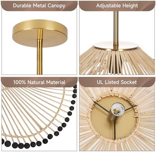 23.6" Boho Rattan Pendant Light