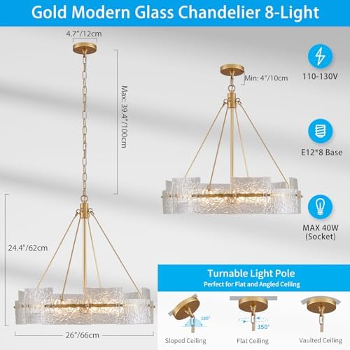XINGQI 8-Light Chandelier, 26"