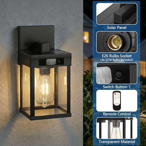 Solar Outdoor Motion Sensor Wall Lanterns, 2 Pack
