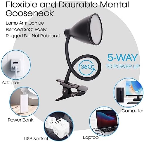 GlowVibe Clamp Desk Lamp, 3 Color Modes, 10W