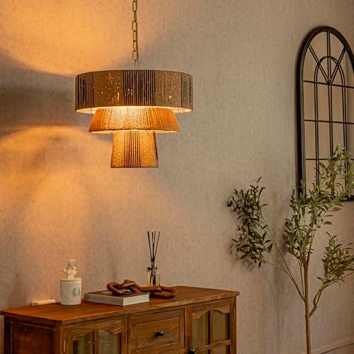 3-Tier Modern Coastal Rattan Chandelier