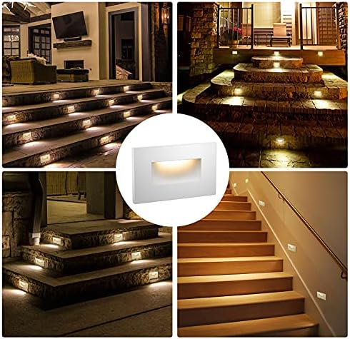 6-Pack 120V Selectable LED Step Lights, White Aluminum