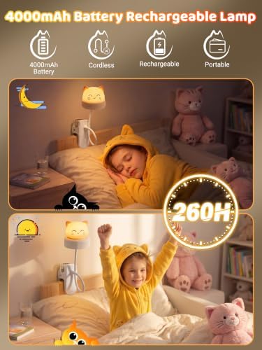 Rechargeable RGB Clip-on Cat Lamp, Dimmable Night Light