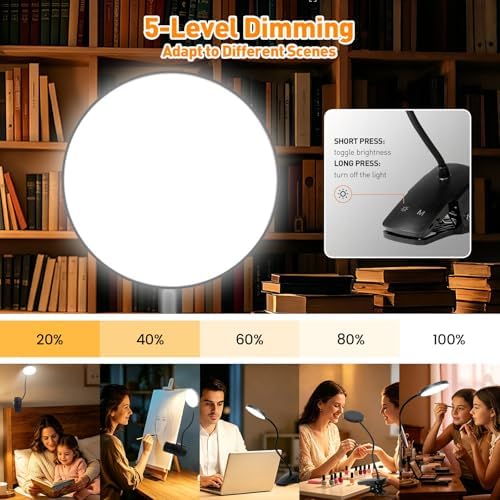 Cordless Rechargeable 360° Gooseneck Clip-On Desk Lamp