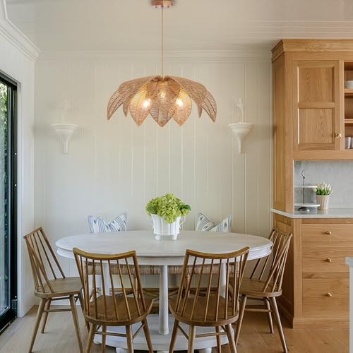 3-Light 24" Rattan Chandelier