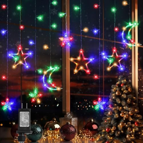 Christmas String Lights, 138 LEDs 11.48FT Star Moon Multicolored