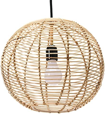 Modern Boho Handwoven Globe Rattan Pendant Light, Natural