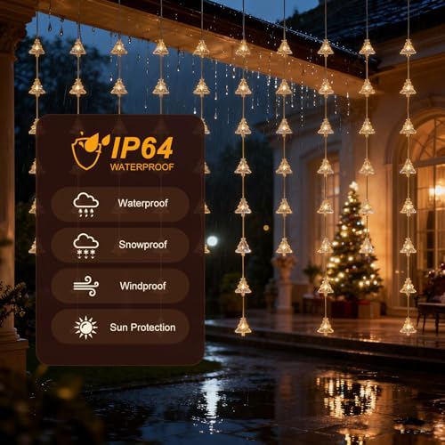 Christmas Tree Curtain Lights, 70 LEDs, Warm White