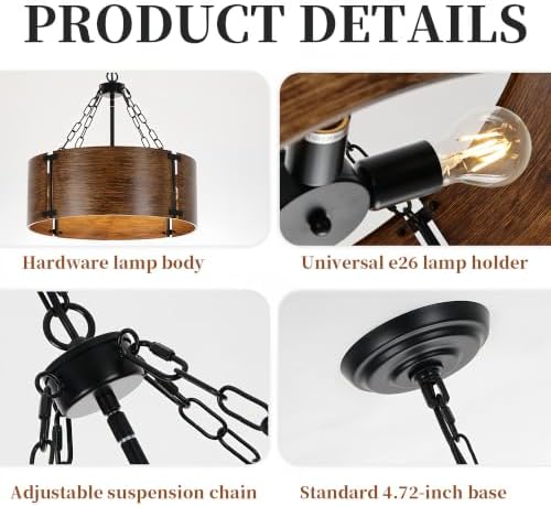 Modern Bronze Drum Chandelier, Round