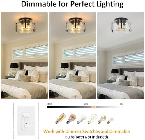 Black 3-Light Semi Flush Mount Ceiling Light Fixture