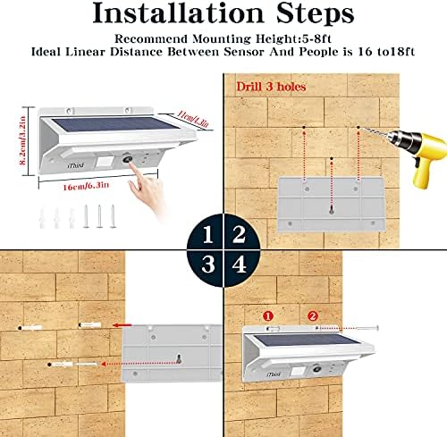 iThird Solar Motion Sensor Light, Stainless Steel, Warm White