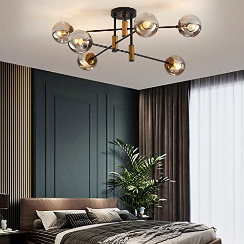 6-Light Black and Gold Sputnik Ceiling Chandelier